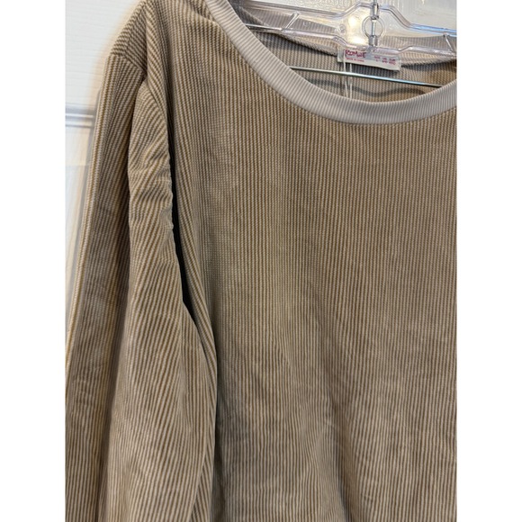 Komwe Corduroy Long Sleeve Top Ribbed Trim Casual Comfy Pullover Large - Picture 2 of 5